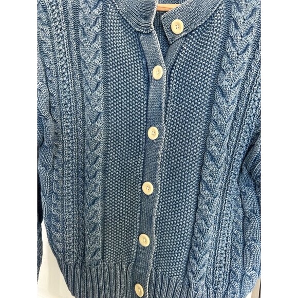 Alex Mill Womens XS Nico Chunky Cardigan in Indigo Cable Old Money Preppy - Picture 6 of 10